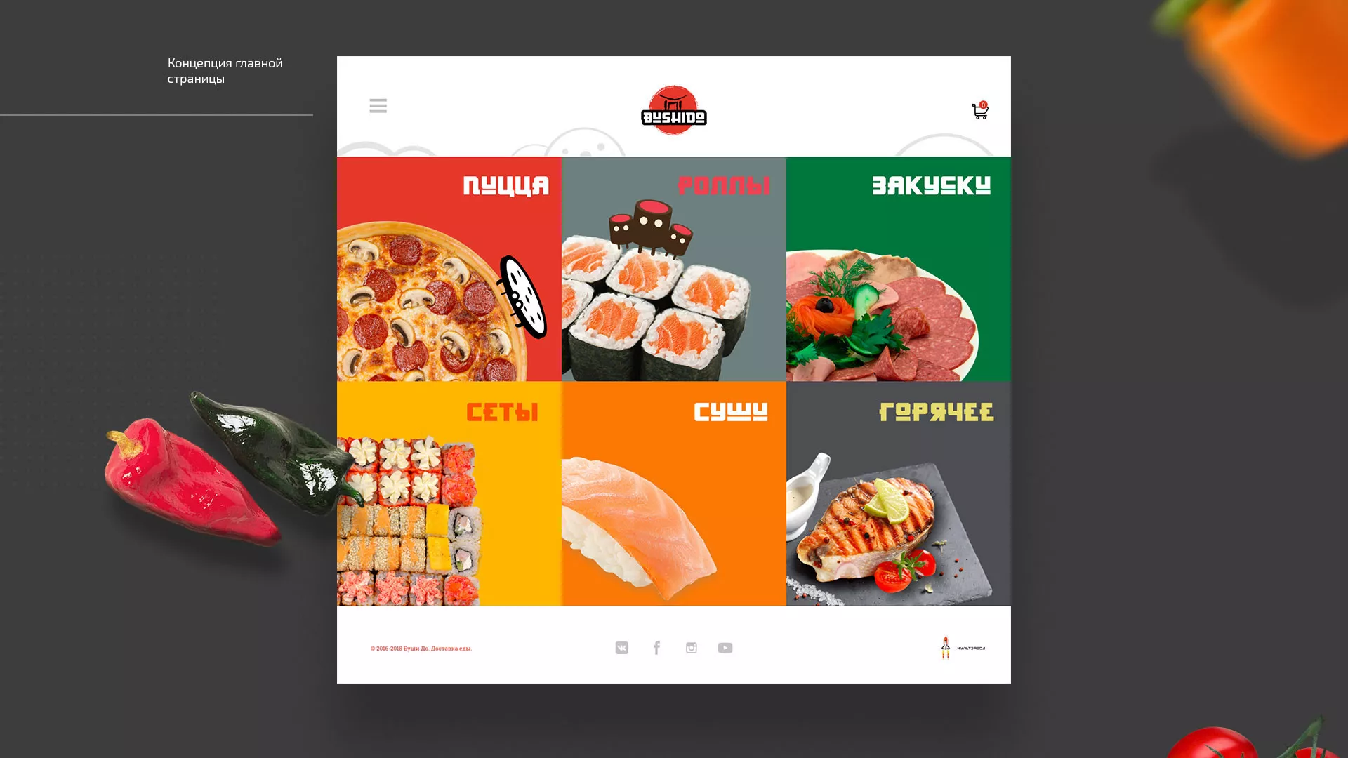 Разработка сайта для пиццерии «BUSHIDO» в Яхроме